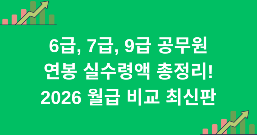 6급, 7급, 9급 공무원 연봉 실수령액 총정리! 2026 월급 비교 최신판